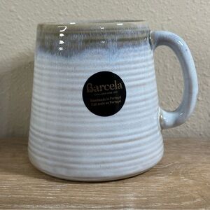 Barcela Portugal Handmade Stoneware Pottery Large  Coffee/Tea Mugs White/Gray